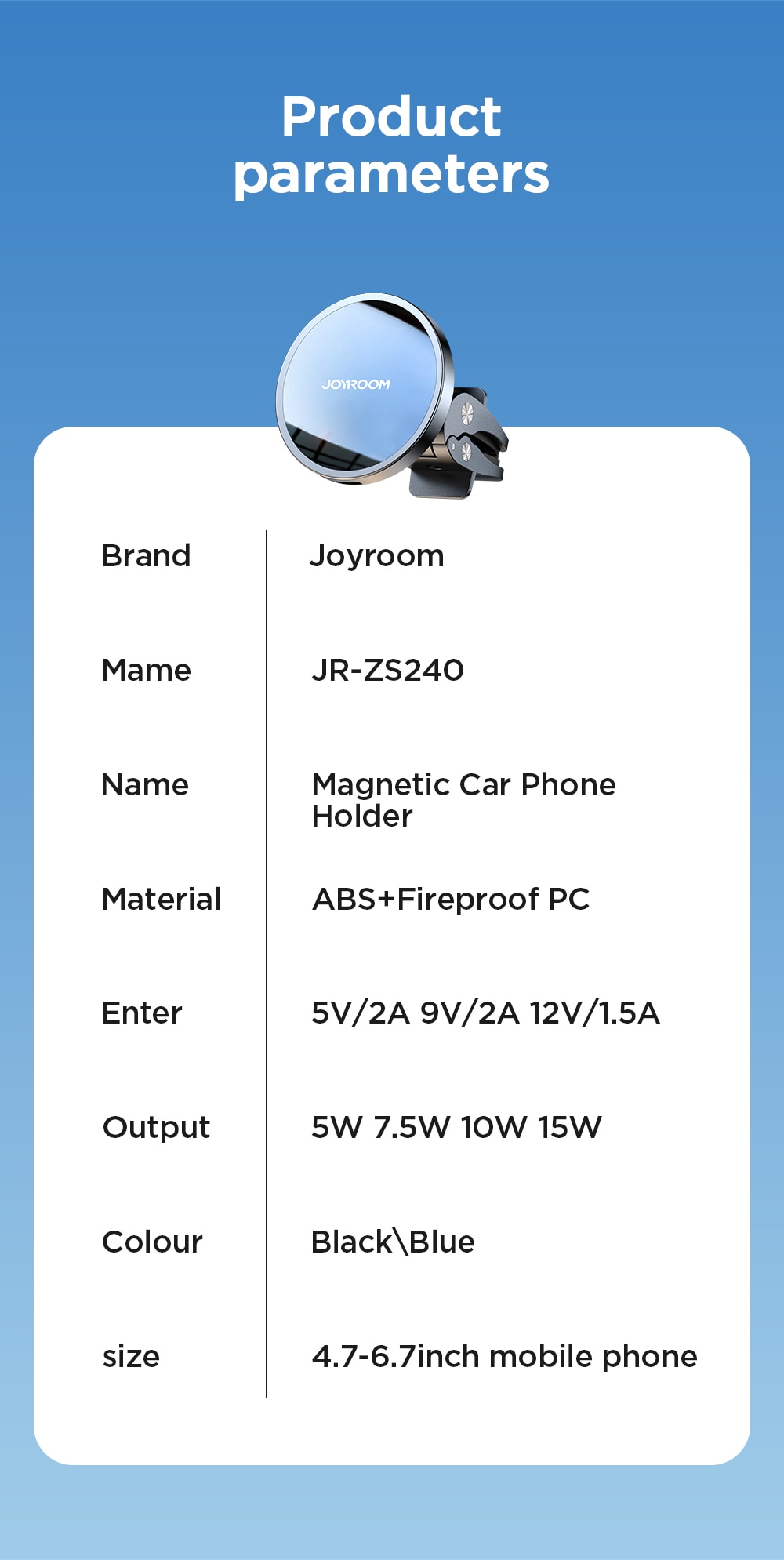 Carregador Joyroom Suporte de telefone para carro sem fio