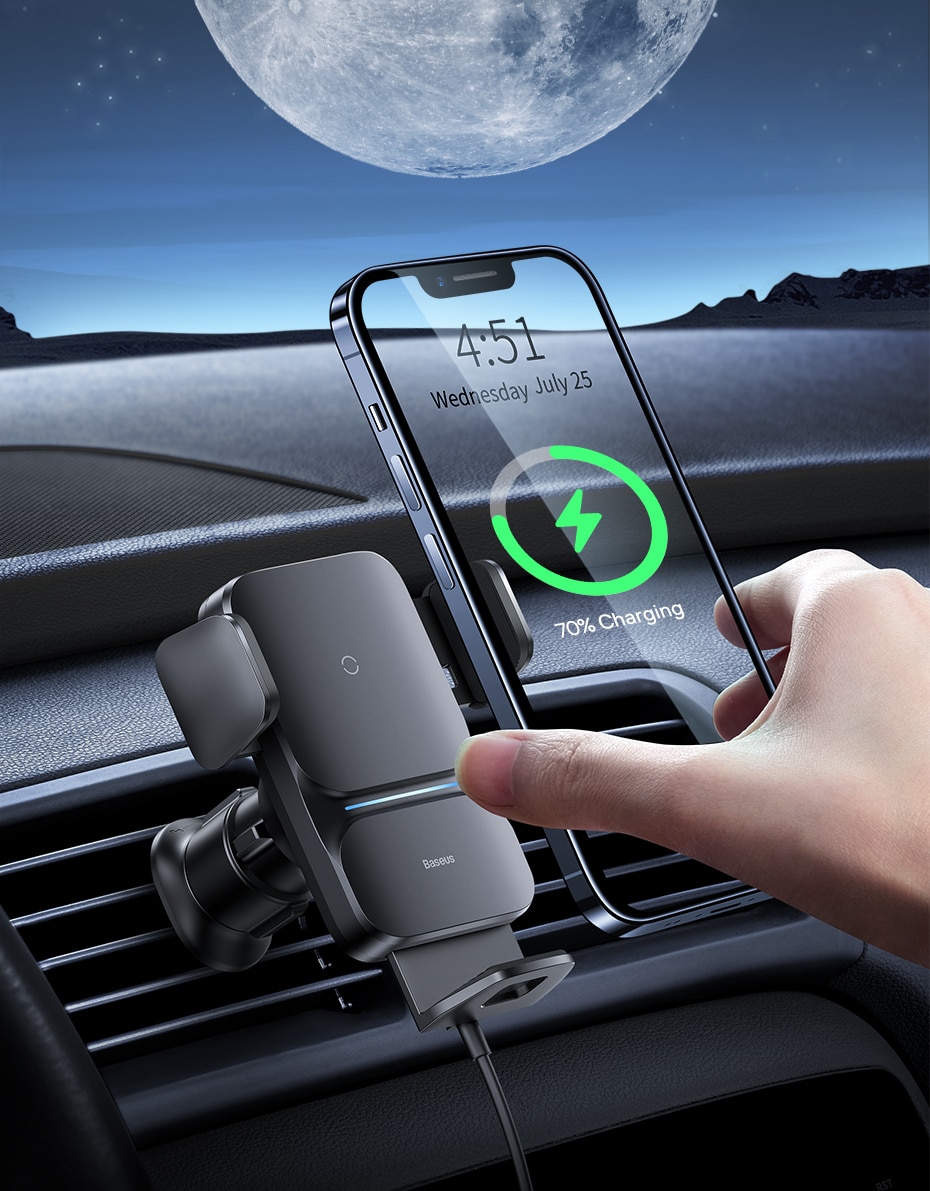 Suporte de telefone de carro com carregamento sem fio automático Baseus
